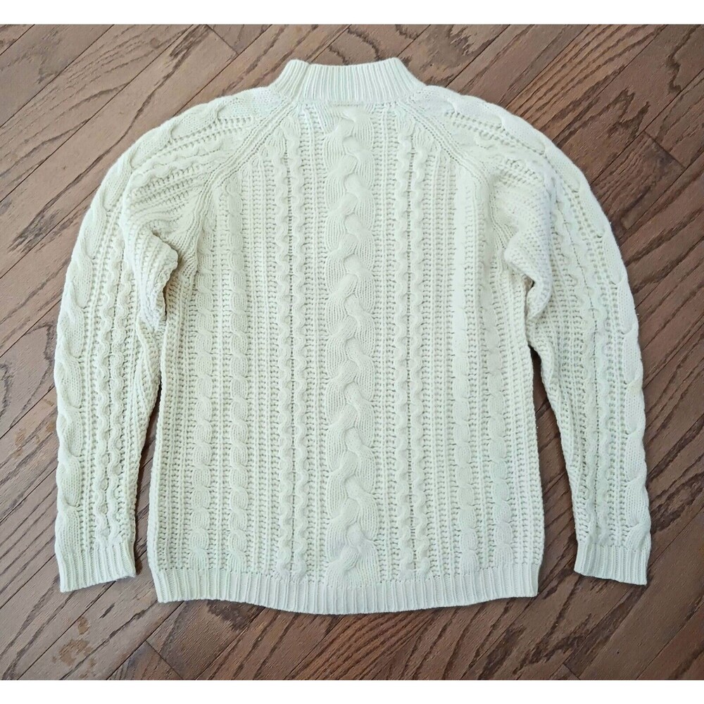 Ann Taylor Cream Cable Knit Scoop-Neck Sweater